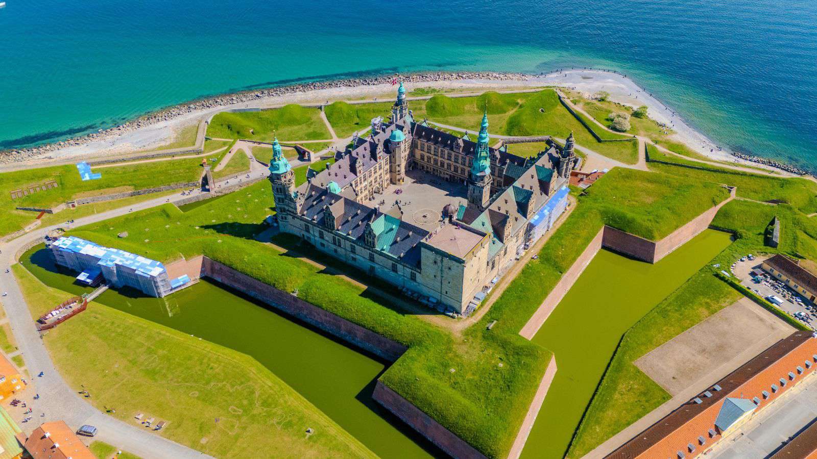 Kronborg's star-shaped fortifications guard the Øresund strait.